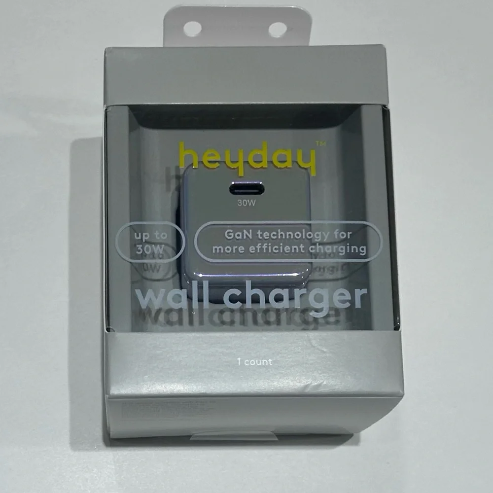 Heyday Wall Charger with GaN Technology Single Port USB-C 30W Wall Soft Purple